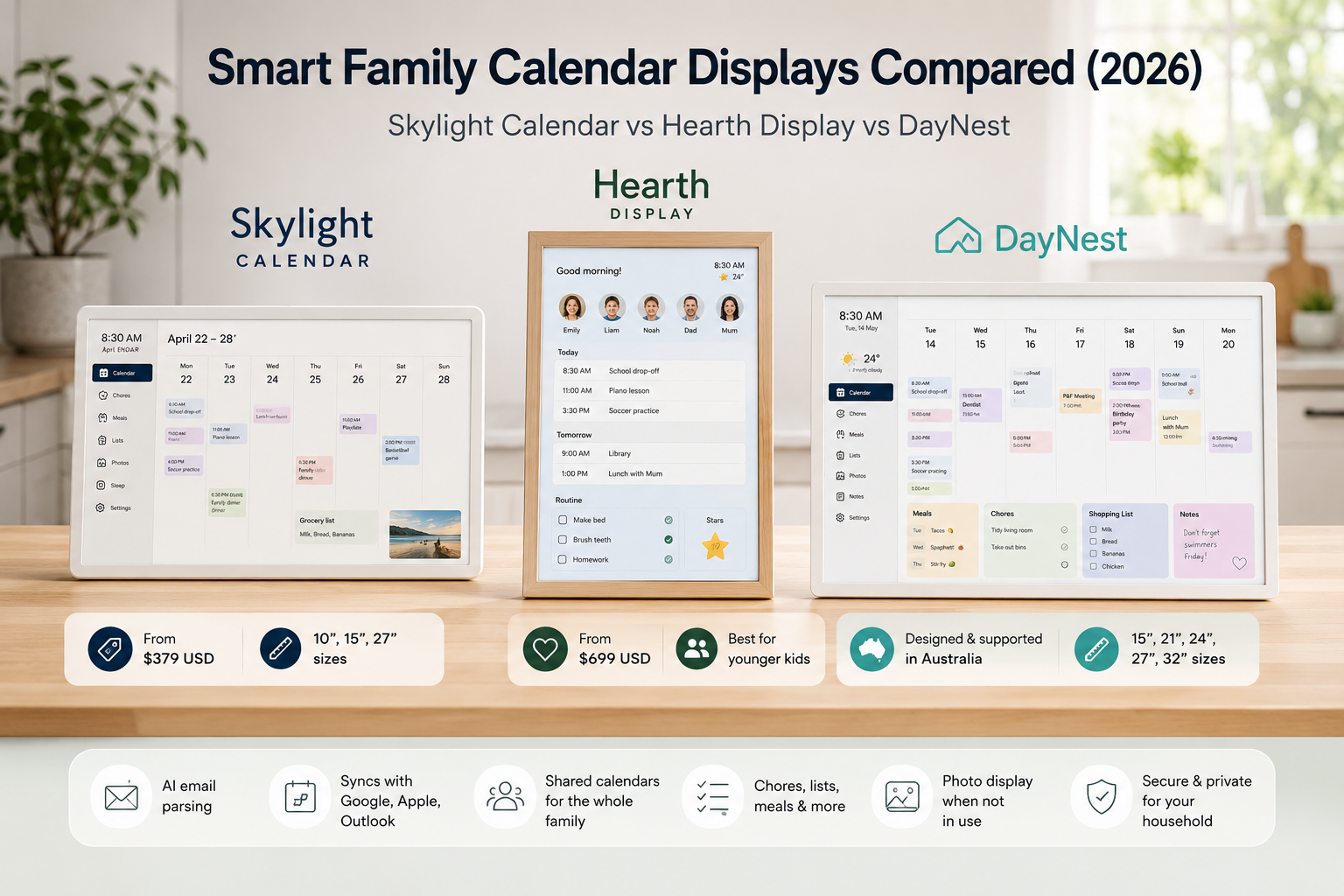 Hearth Display vs Skylight Calendar vs DayNest (2026): What Actually Matters After Living With One